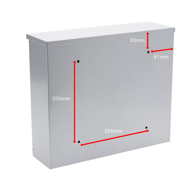 Elegance Wall Mounted Galvanised Steel Lockable Weatherproof Post Box - 36x31x10cm, Silver