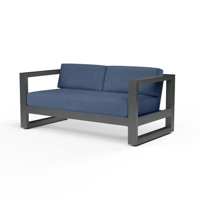 Georgie 89.96'' Wide Powder Coated Aluminum Patio Sofa with Sunbrella® Cushions
