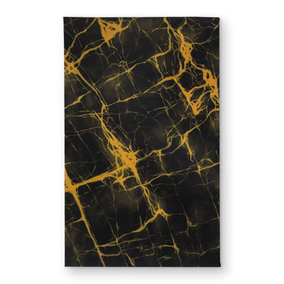 Black and Gold Marble Livingroom Pattern Door Mat | Home Decor