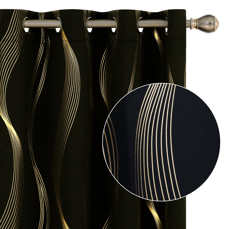 Maisonet Blackout Curtain Pair, Black, 117cm Width x 183cm Drop