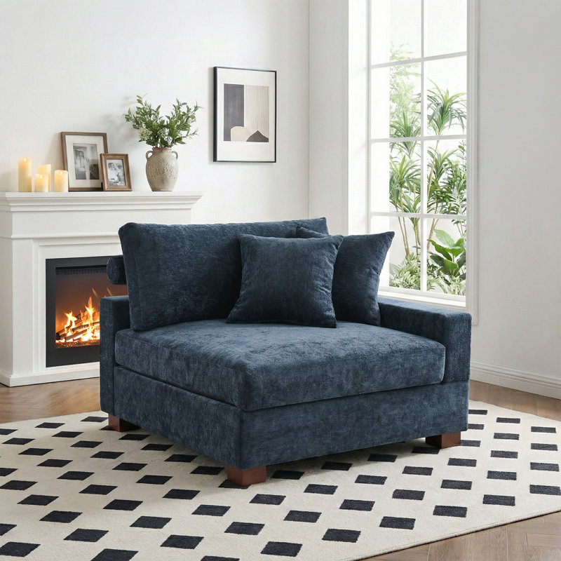Milbrey Upholstered Corduroy Armchair with Pillow Back and Solid Wood Legs, Corduroy, Magenta