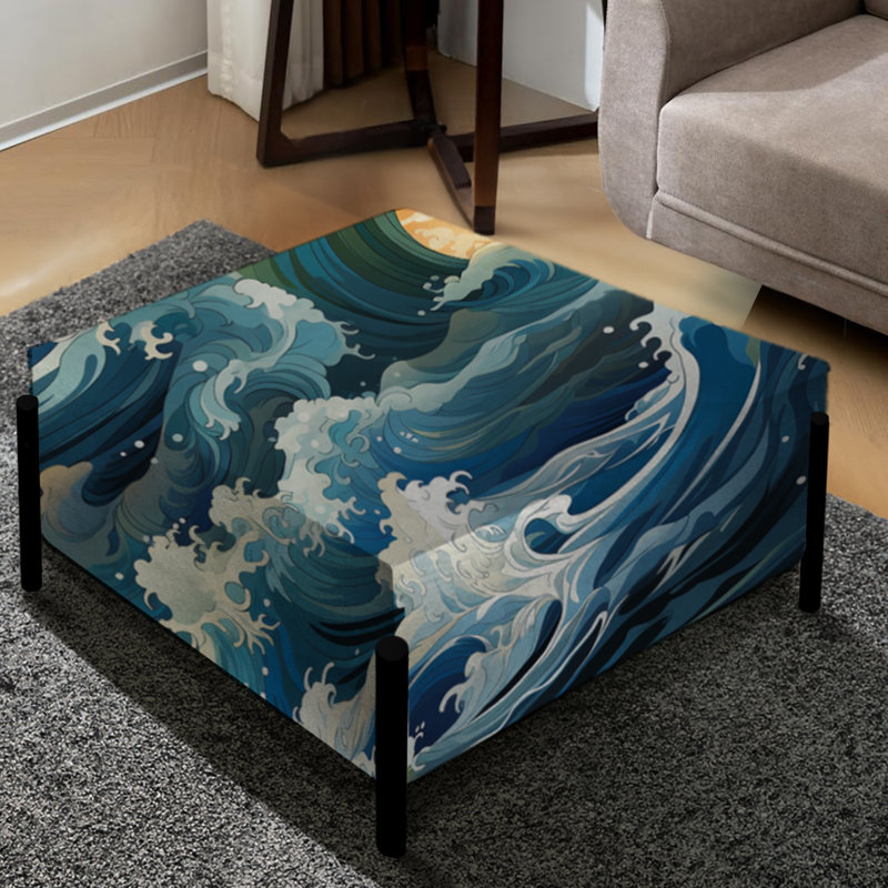 Vagues de raz-de-marée au Japon - Grand repose-pieds carré côtier