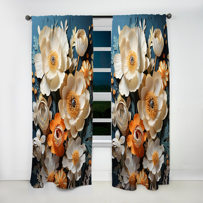 Daines - Rideau Buttercups - Rideau floral obscurcissant - 1 panneau, L 52 po x L 90 po