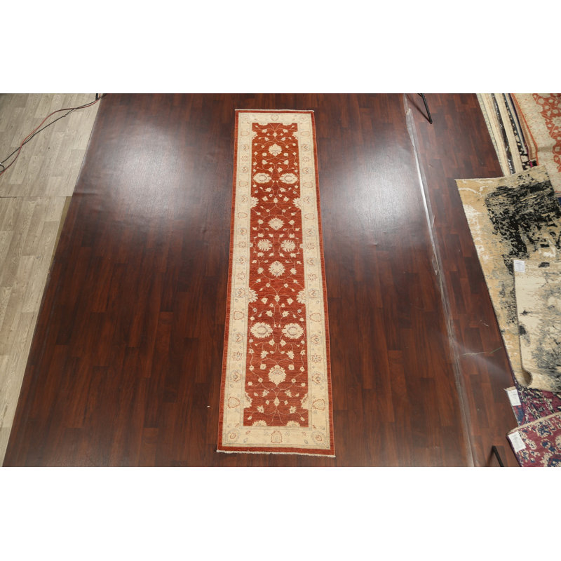 Tapis de couloir unique en laine noué à la main 2 pi 11 po x 12 pi 3 po nouvel âge
