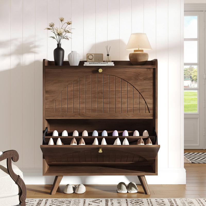 16 Pair Shoe Storage Cabinet, 35.4" H x 31.5" W x 9.4" D