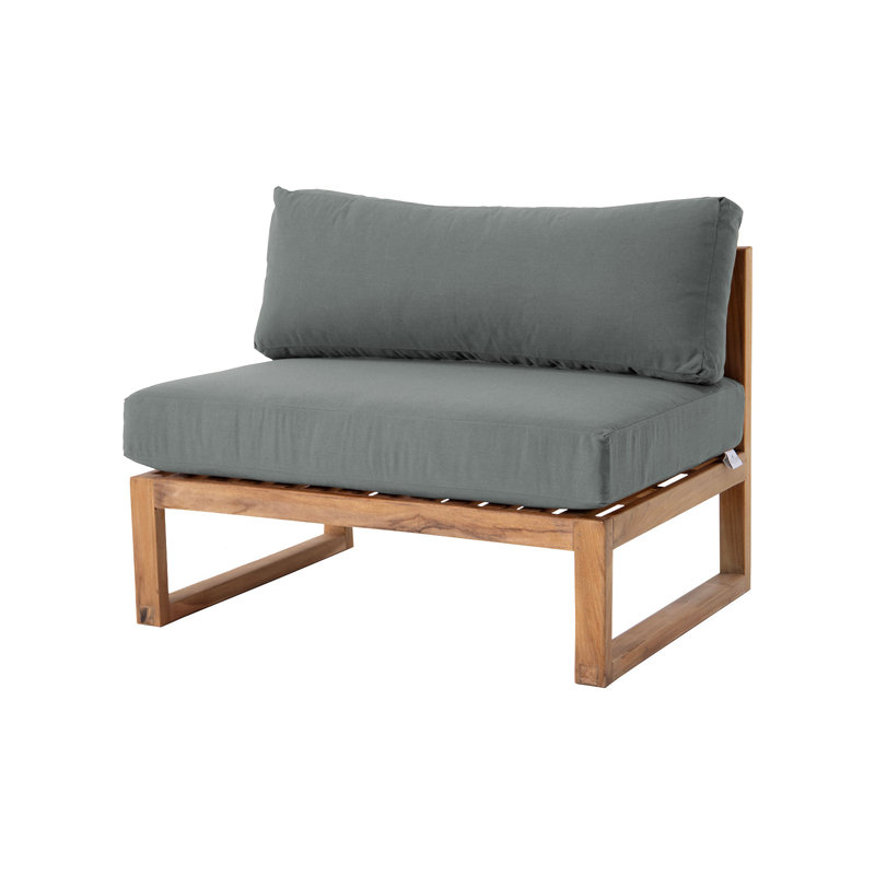 Fauteuil d'extérieur en teck Premer, Gris anthracite
