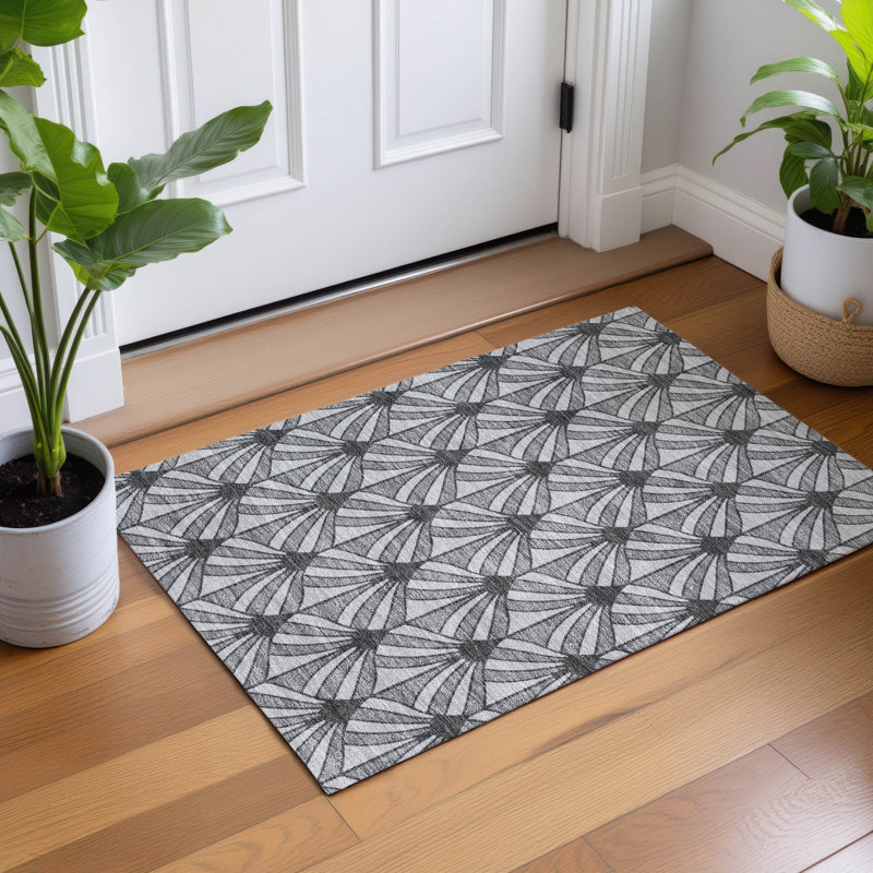 Machine Washable Indoor/Outdoor Lipman ACN2426 Mid-Century Modern Rug, Rectangle 1'8" x 2'6"