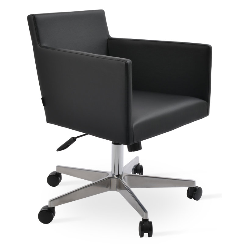 Chaise de travail Harput, Similicuir noir