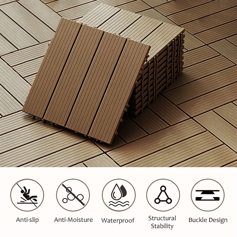 Ensemble de tuiles de terrasse en plastique composite de 35 pièces, les terrasses en composite résistent à la rouille, à l'eau, aux intempéries, à l'intérieur et à l'extérieur, faciles à bricoler et à entretenir, idéales pour les patios, les b