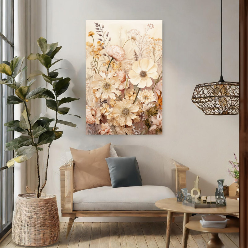 Art contemporain, paysage de marguerite abstraite, H 48 po x l 32 po