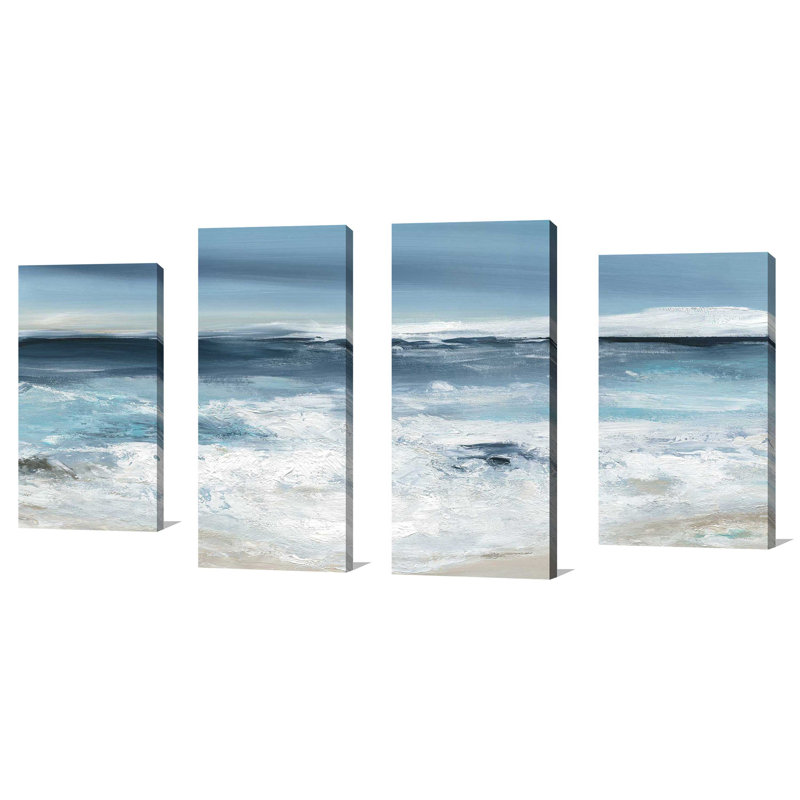 "Long Beach" par Carol Robinson, ensemble de 4 reproductions sur toiles, H 30 po x l 56 po x P 1 po