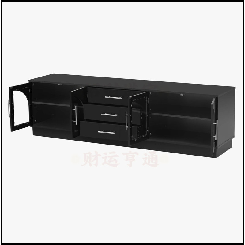 Meuble télé 68,9 po pour téléviseur de 75 po ou moins, Noir, noir, noir, noir