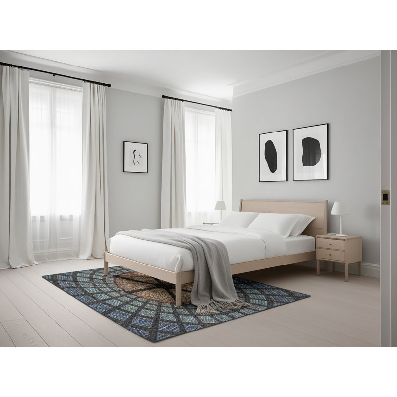 Tapis noir/brun à motifs, Rectangle 5 pi x 7 pi