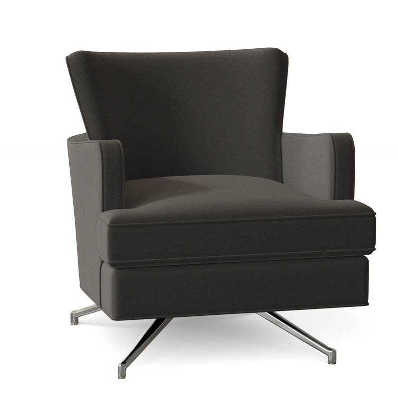 Kyle 28.5" W Swivel Armchair, Nickel, 3162 Straw