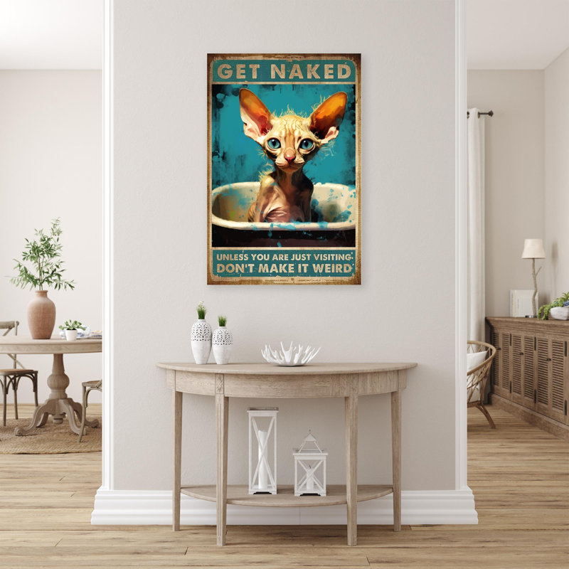«Sphynx Cat In Sink Get N Nu», reproduction d'art graphique sur toile tendue, H 20 po x l 16 po x P 1,25 po