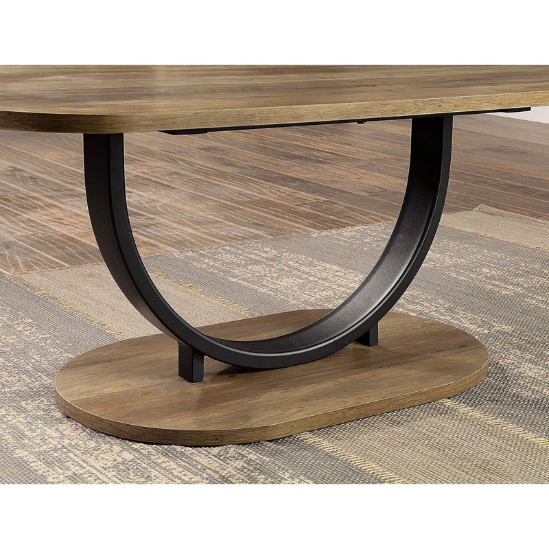 Table basse 3 pièces de style industriel et base en forme de SU 1 table basse ovale en acier 2 tables de bout rondes