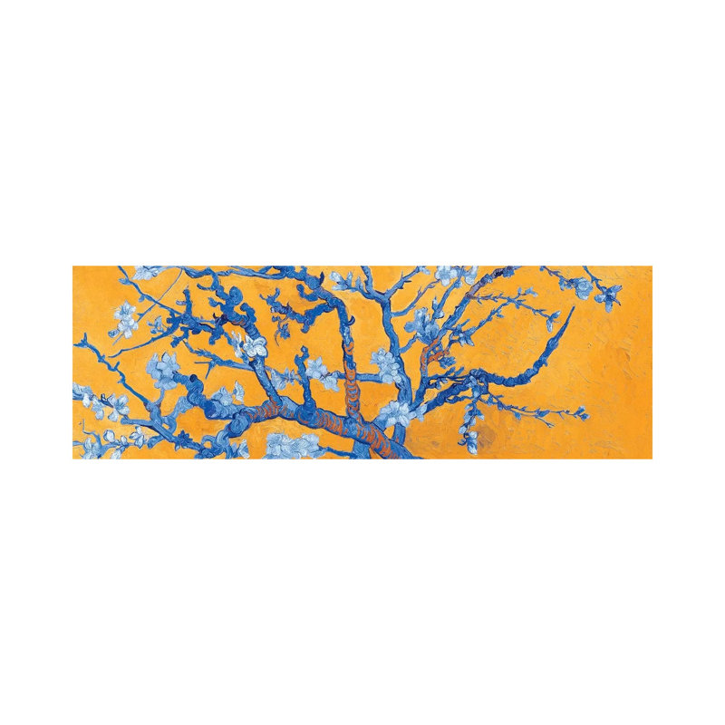 Almond Blossom On Orange by Vincent Van Gogh - Wrapped Canvas Panoramic Painting, 30.48 cm H x 91.44 cm W x 1.91 cm D