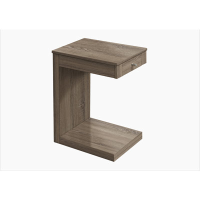 Accent Table, C-Shaped, End, Side, Snack, Storage Drawer, Brown Laminate, Contemporary, Modern