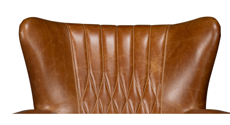 Bugatti Swivel Club Chair, Cuba Brown Genuine Leather