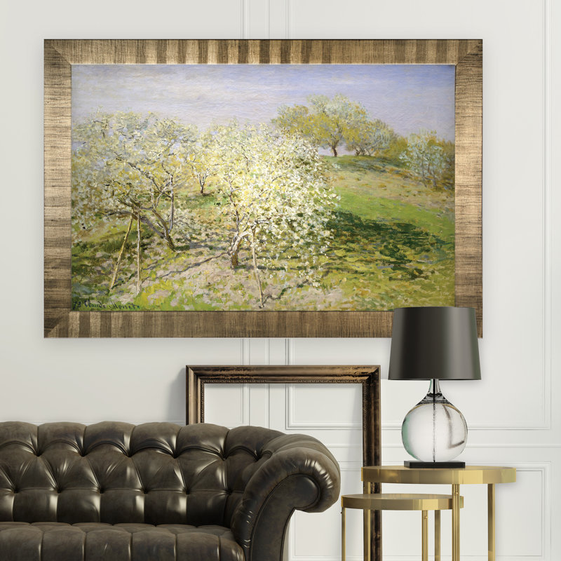 «Apple Trees», reproduction de photo, H 29 po x l 41 po x P 2 po, Encadrement doré antique, Pas de tapis