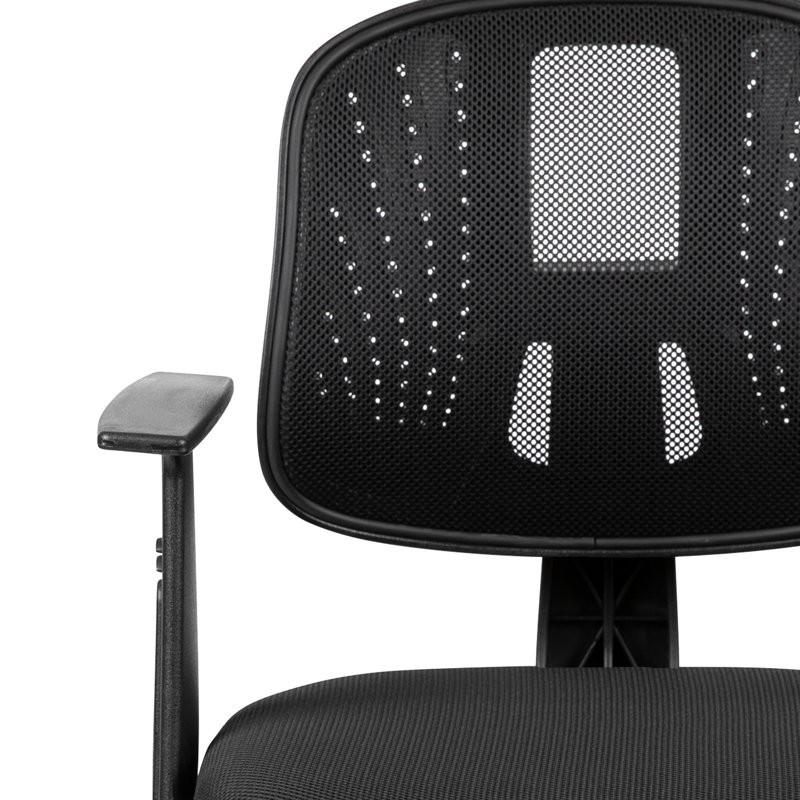 Flash Fundamentals Mid-Back Mesh Swivel Task Office Chair with Pivot Back, Black, Yes