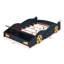 Lit plateforme de voiture de course en bois massif avec garde-corps, espace de rangement et roues-684902931-684902934