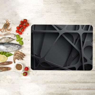 Modern Black Glass with Metallic 3D Effect as a Contemporary Kitchen Cutting Board
