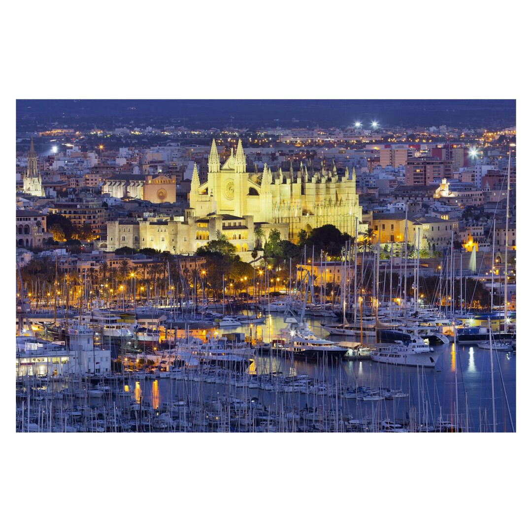 Matt Fototapete Palma De Mallorca Skyline und Hafen 2,25 m x 336 cm