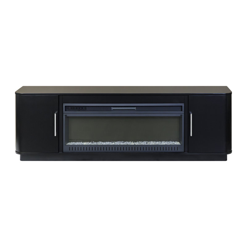 Console de foyer Jaclynn, meuble télé, meuble télé, entièrement assemblé, Noir, H 30 po x l 76 po x P 15 po