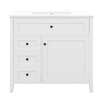 Ensemble de meuble-lavabo 36 po avec lavabo, tiroir basculant, portes et support, armoire de salle de bain avec tiroirs et tablette réglable