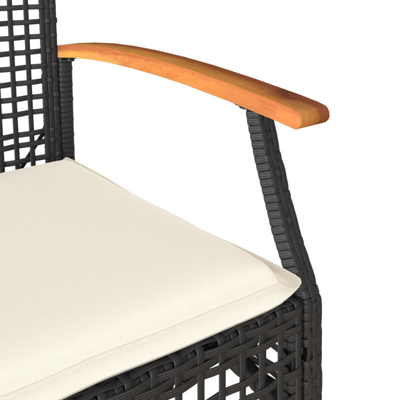 2 - Person Wicker Patio Dining Set with Square Table , Cushions Included, Beige, Black