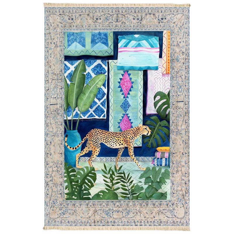 Leopard in the Greenhouse Scene Rug
