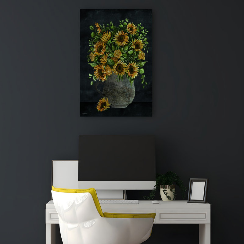 Sunflowers In Shadow Modern Abstract Sunflower Landscape Nature Wall Art Print, 45.72cm H x 30.48cm W