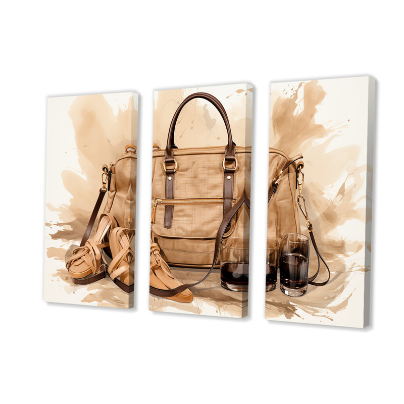 Sac à main rétro vintage brun, H 28 po x l 36 po, Toile tendue