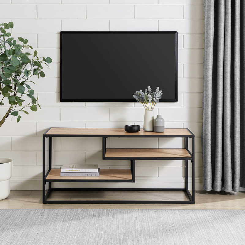 Simple 40" Open Storage TV Stand for TVs up to 40", Coastal Oak/Black