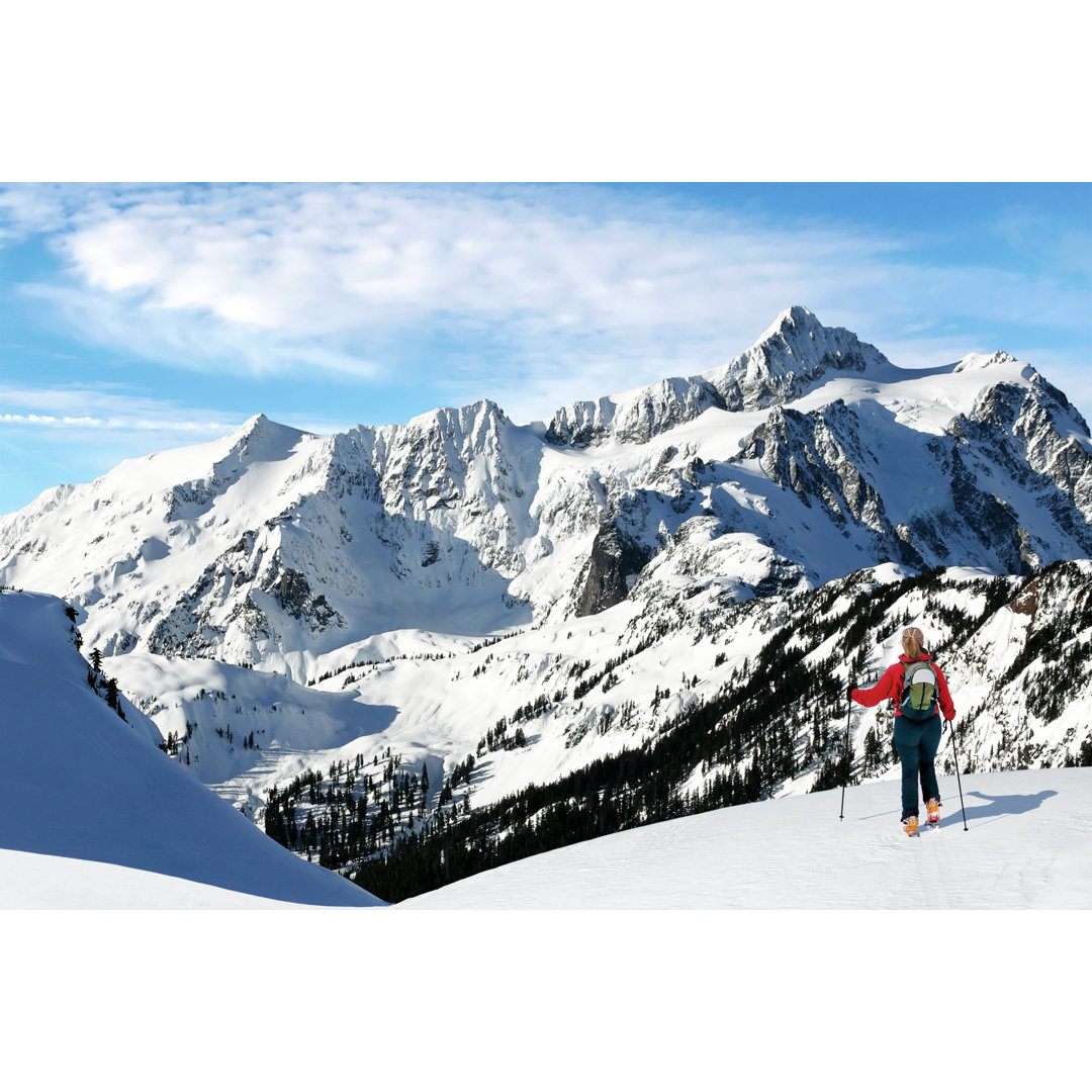 Winter Skifahren Abenteuer von Sharply_done - No Frame Print auf Leinwand