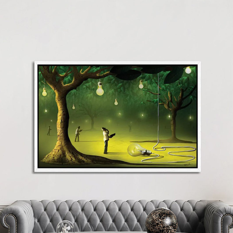 Lâmpadas Na Floresta (Lamps In The Forest) by Marcel Caram - Print on Canvas, White Framed, 101.6 cm H x 66.04 cm W