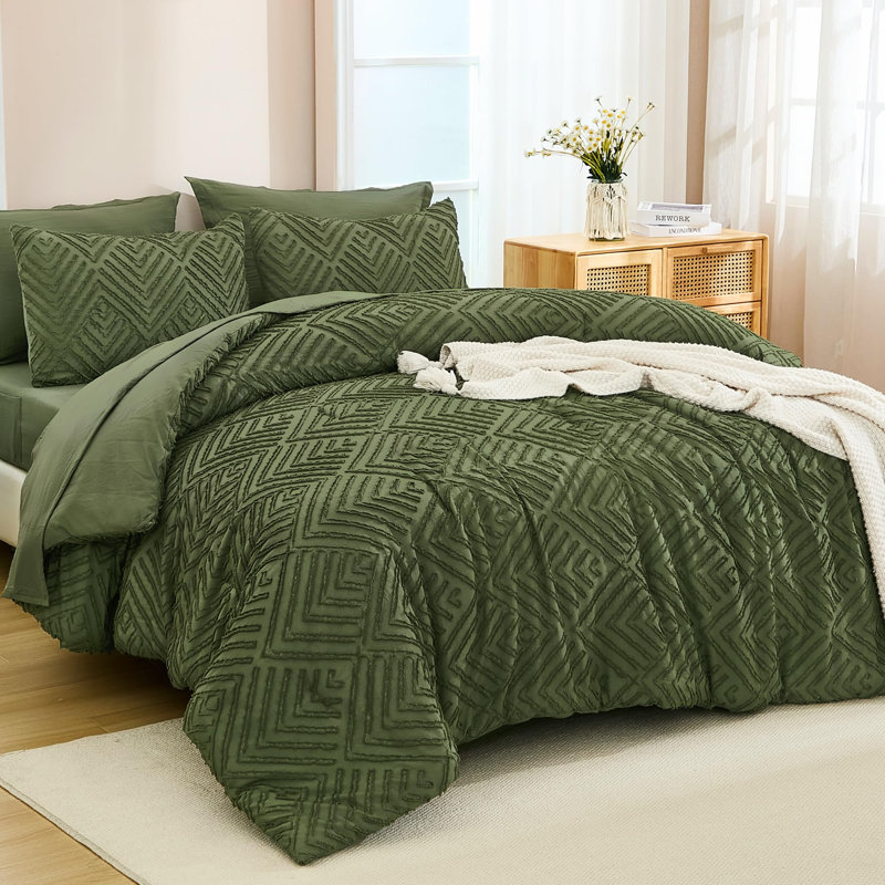 Andency California King Comforter Set Linen - 7 Pieces Bed in a Bag Cal King Bedding Comforter Sets, Tufted Lightweight Fluffy Bed Set with Comforter, Sheets, Pillowcases & Shams