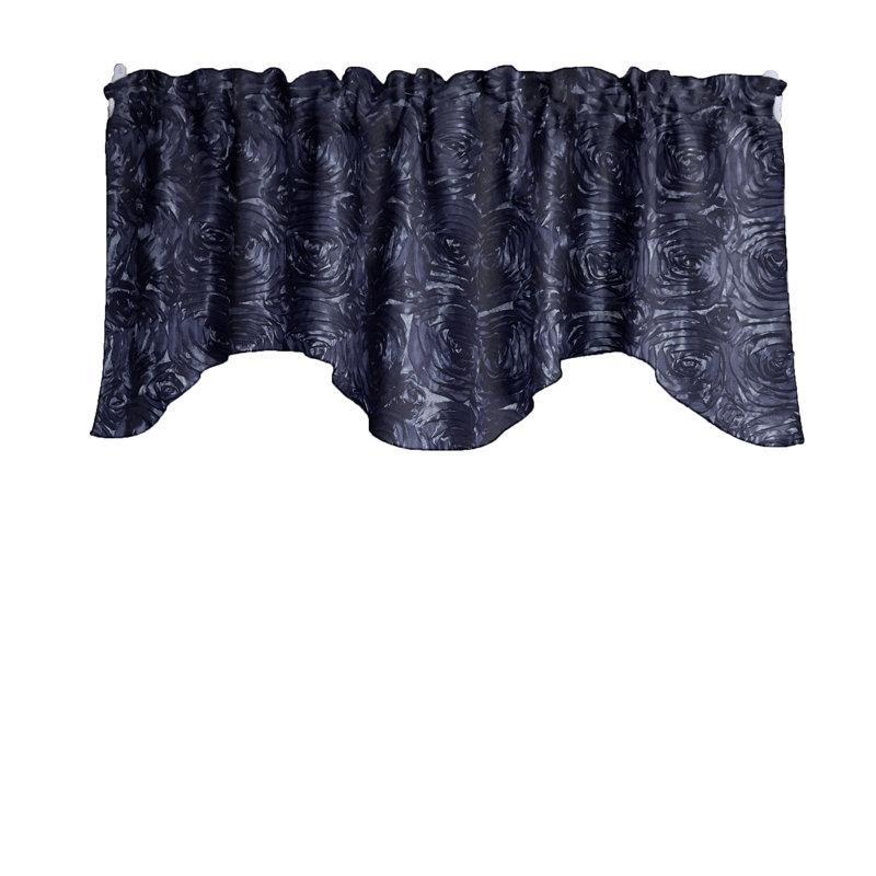 Cantonnière florale festonnée l 58 po, Bleu marine