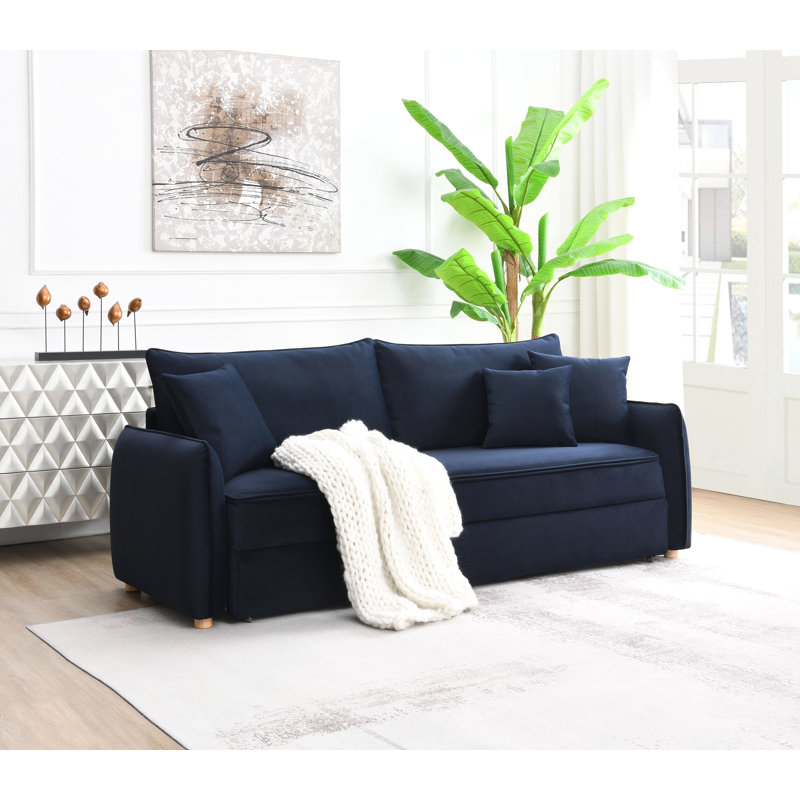 Canapé-lit modulaire en velours bleu Irina avec 3 coussins décoratifs Irina