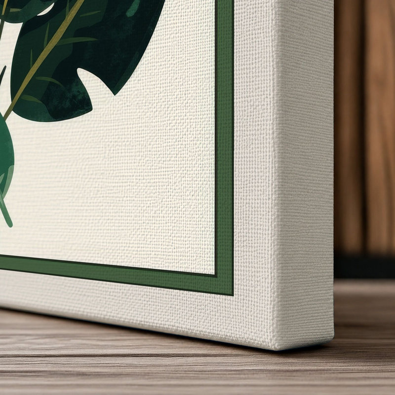 Single Stem in Green Botanical - Wrapped Canvas, 24x16 - 61.0 x 40.6 cm, Cream Border
