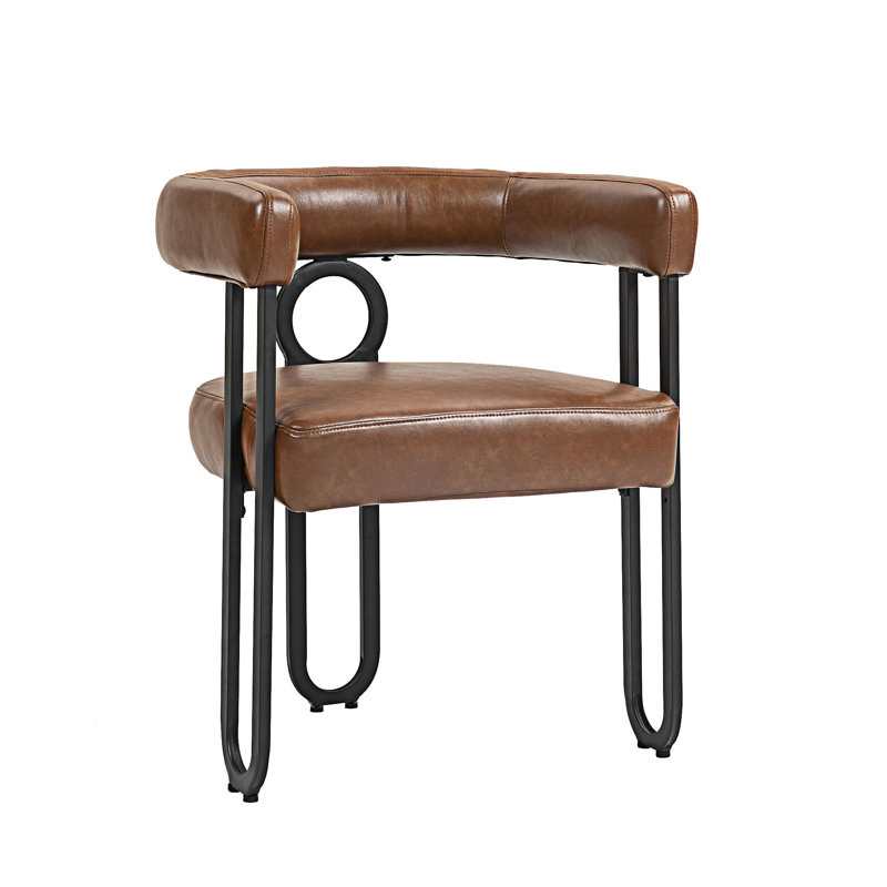 Chaise d'appoint rembourrée, chaise de salle à manger, fauteuil de cuisine avec structure en métal, Marron clair, 1
