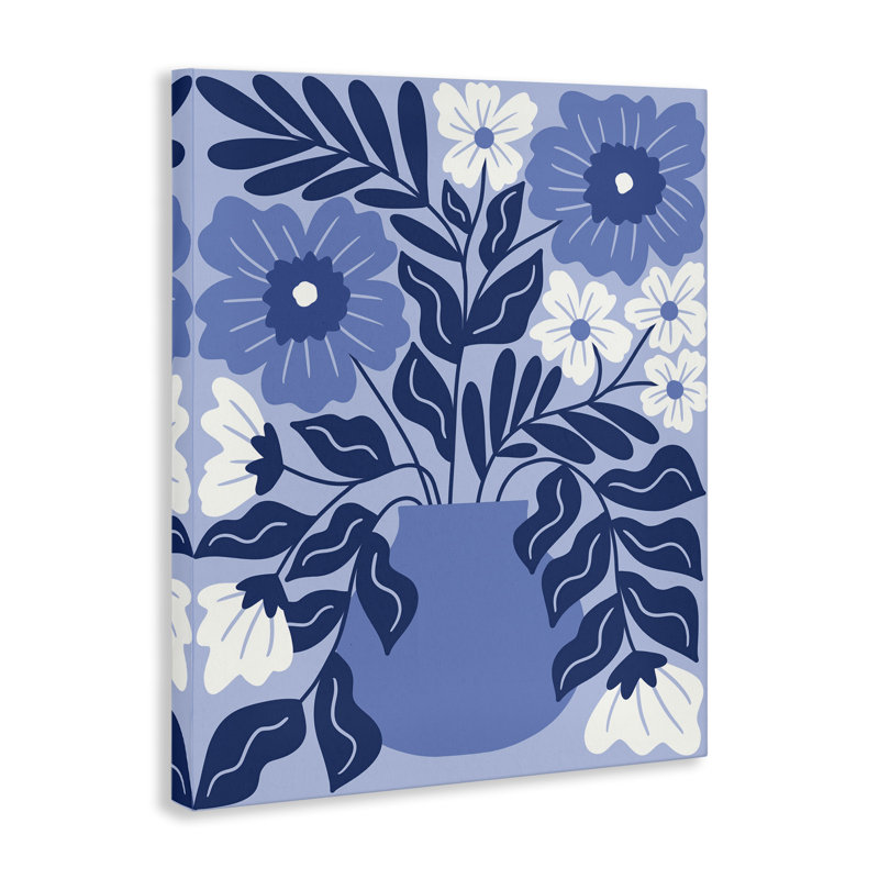 Art mural sur toile Funky Blue Florals par Taylor Shannon Designs, H 20 po x l 16 po