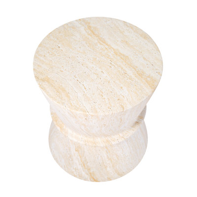 Outdoor Side Table, Hourglass Concrete Accent Table with Stone Texture