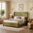 Light Green Leather Bed – Rivet Headboard, Sturdy Slats