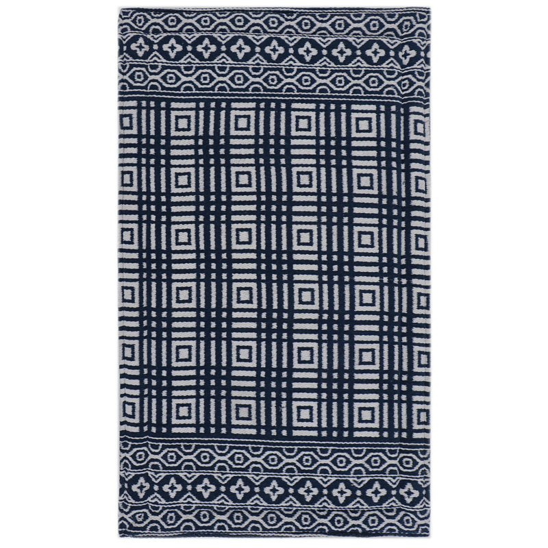 Navy and White Polyester Anti-Fatigue Kitchen Mat, 20" x 36"