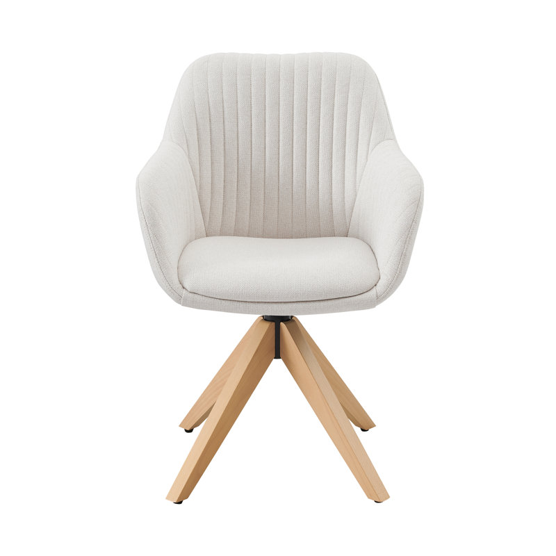 Upholstered Swivel Office Desk Chair, Off White