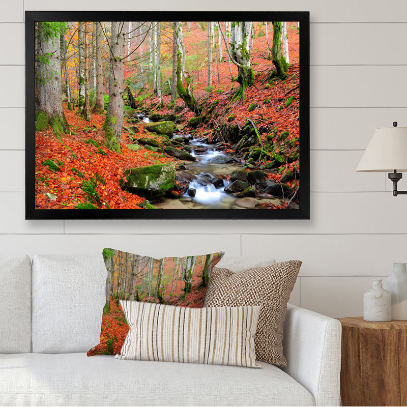 «Beautiful Autumn Forest Waterfall IV», art mural traditionnel sur toile, H 8 po x l 12 po x P 1,5 po