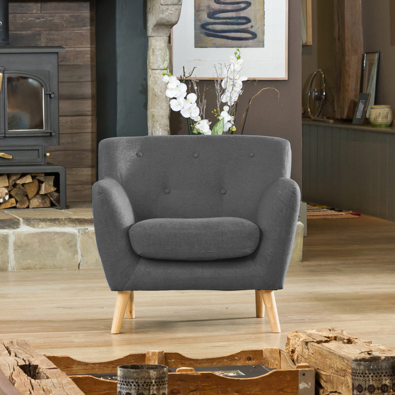 Amelie Upholstered Accent Chair, Dark Grey