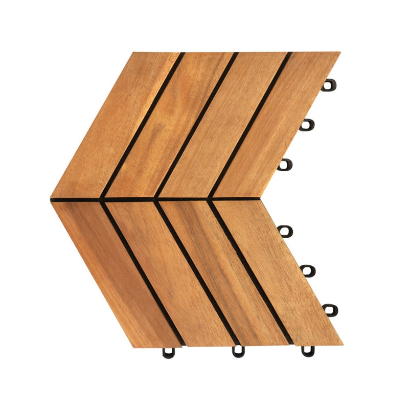 Dalles de terrasse emboîtables en acacia 12 po x 12 po (30 pièces), sans outil
